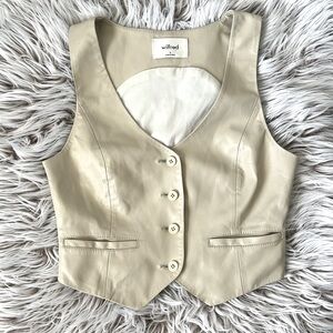 Wilfred Aritzia Beige Tan Faux Leather Vest Size 0